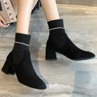 Paneled Block-heel Ankle Boots