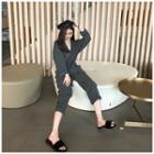 Long-sleeve Jumpsuit Blue - One Size