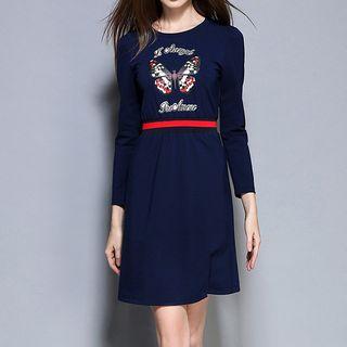 Butterfly Print 3/4 Sleeve Dress