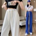 Ice Silk Drawstring Wide Leg Sweatpants