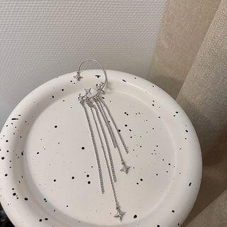 Fringed Alloy Cuff Earring 1pc - Silver - One Size