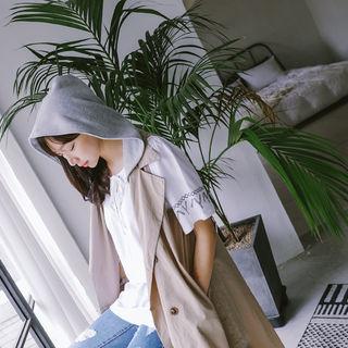 Hooded Sleeveless Double-breasted Coat