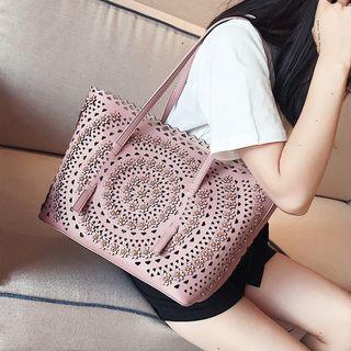 Perforated Faux Leather Tote Bag