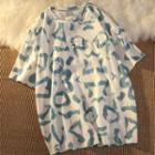 Tie-dye Elbow-sleeve Printed T-shirt