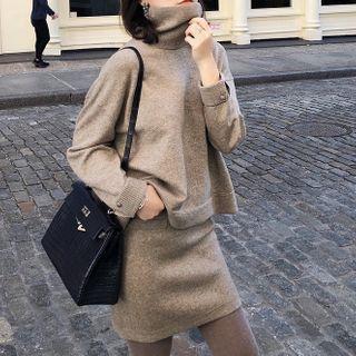 Set: Turtle Neck Sweater + Mini Fitted Skirt
