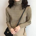 Striped Turtle Neck Long-sleeve T-shirt