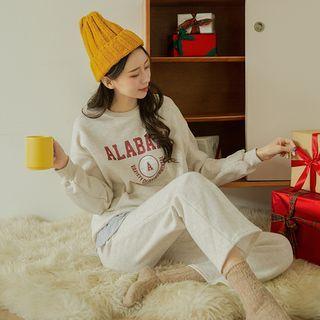 Letter Kangaroo Sweatshirt & Sweatpants Set