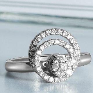 925 Sterling Silver Rhinestone Ring As Shown In Figure - One Size