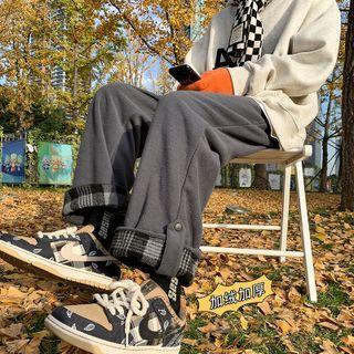Gingham Panel Roll Up Pants