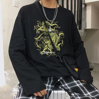 Couple Matching Long-sleeve Dragon Print T-shirt
