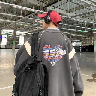 Lettering Heart Print Jacket