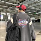 Lettering Heart Print Jacket