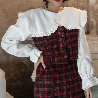 Frilled-collar Bell-sleeve Top