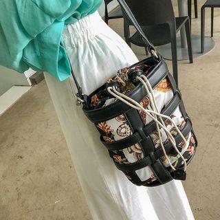 Scarf Print Pouch & Frame Bucket Bag