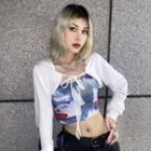 Plain Shrug / Print Crop Top