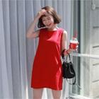 Sleeveless Linen Blend Mini Shift Dress