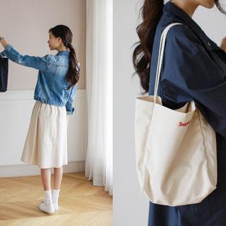 Bonjour Embroidered Canvas Shopper Bag