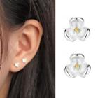 Flower Earring 1 Pair - With Earring Backs - Stud Earring - Silver - One Size