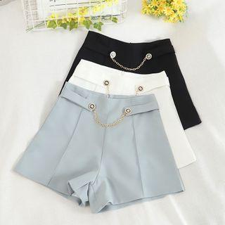 Chain-accent Wide Leg Shorts