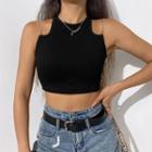 Chain Strap Butterfly Print Crop Tank Top