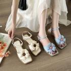 Square-toe Floral Sandals