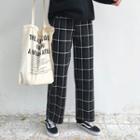 Windowpane Check Wide-leg Pants Windowpane Check - Black - One Size