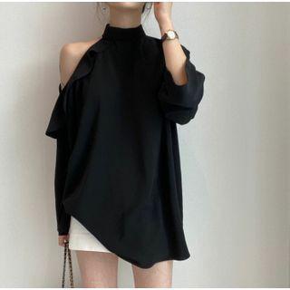 Cold-shoulder Tie-waist Mini Dress