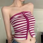 Striped Zip-up Tube Top