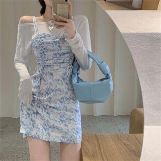 Long-sleeve T-shirt / Tie-dyed Mini Sheath Overall Dress