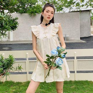 Ruffle Sleeve Ribbon Mini A-line Dress