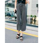 Band-waist Striped Pants With Sash