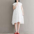 Cap-sleeve A-line Chiffon Dress