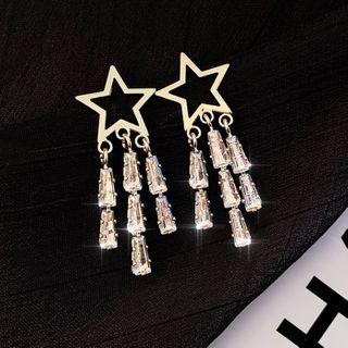 Star & Rhinestone Drop Earring 1 Pair - As Shown In Figure - One Size
