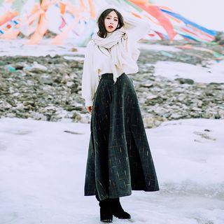 Set: Loose-fit Knit Top + Maxi Skirt