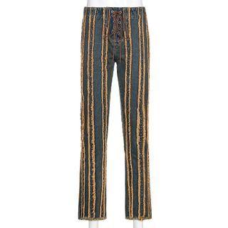 Paneled Tasseled Wide Leg Jeans