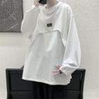 Long-sleeve Chained Lettering Embroidered T-shirt
