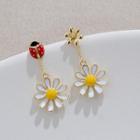 Non-matching Alloy Flower & Bug Dangle Earring 1 Pair - As Shown In Figure - One Size