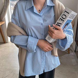 Basic Dip-back Cotton Shirt