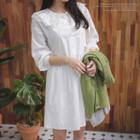 Lace-collar Half-placket A-line Dress
