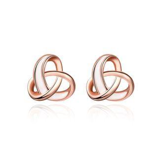 Simple Fashion Plated Rose Gold Cross Knot Stud Earrings Rose Gold - One Size