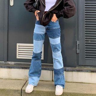 Patchwork Straight-fit Jeans