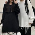 Long-sleeve Fringed Hem T-shirt