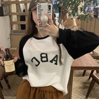 Long-sleeve Lettering Raglan T-shirt White - One Size