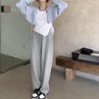 Long-sleeve Asymmetrical T-shirt / Cropped Cardigan