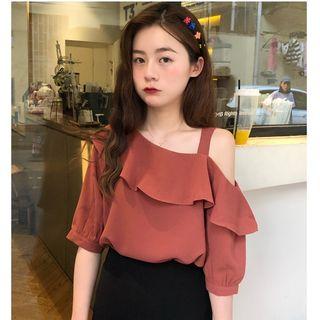 Single-shoulder Chiffon Top