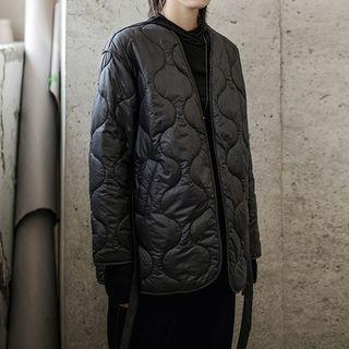 Tie-waist Open Front Padded Coat