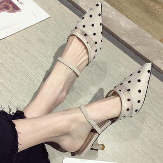 Polka Dot Kitten Heel Mules