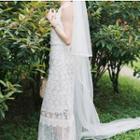 Long Wedding Mesh Veil White - One Size