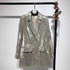 Sequined Double-breasted Blazer