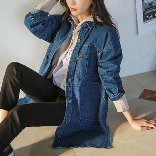 Multi-pocket Long Denim Shirt Jacket